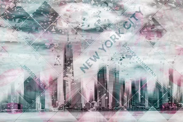 New York City Skylines: Modern Art Lower Manhattan by Melanie Viola