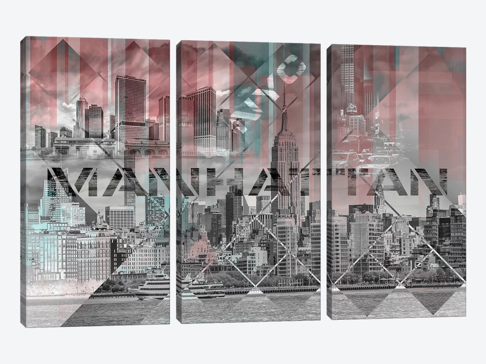Modern Art Manhattan Collage by Melanie Viola 3-piece Canvas Art Print