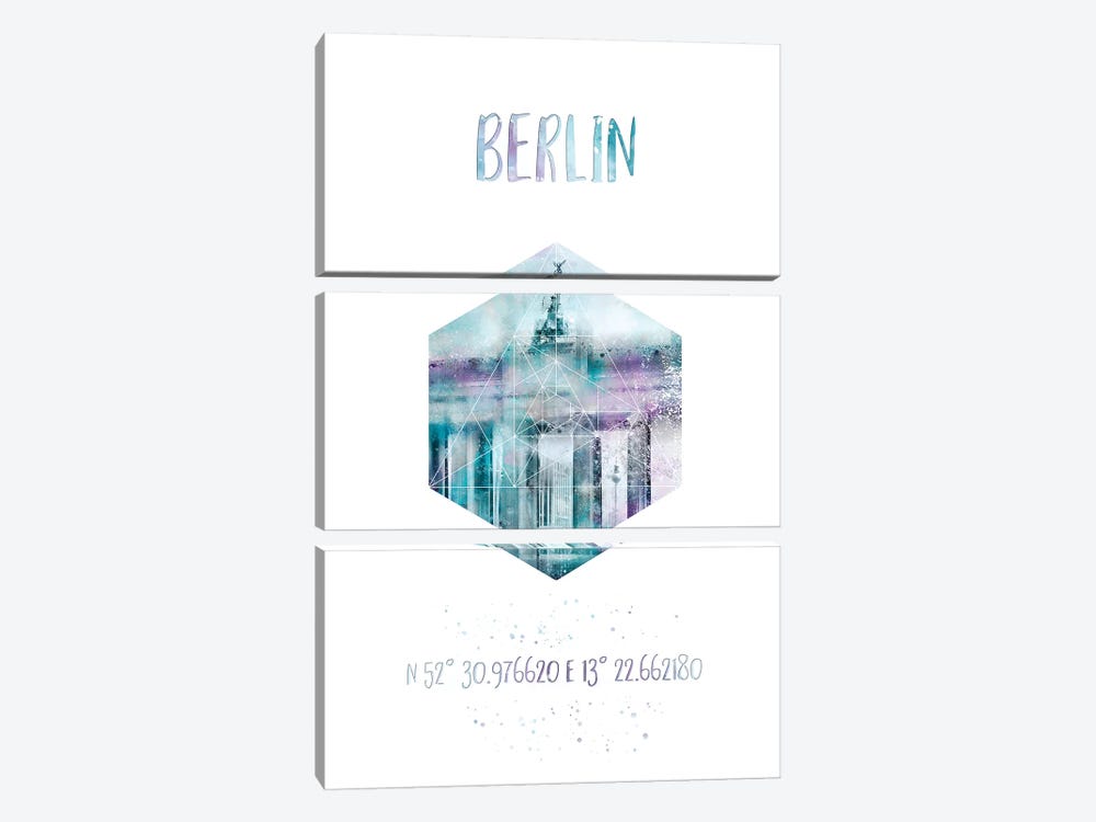 Coordinates Berlin Brandenburg Gate by Melanie Viola 3-piece Canvas Artwork