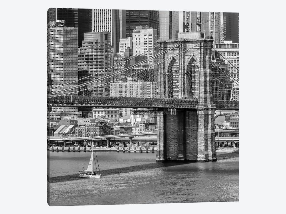 New York City Brooklyn Bridge And East River by Melanie Viola 1-piece Canvas Art Print