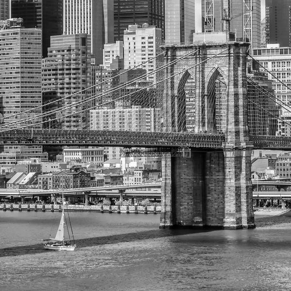 Famous Bridges: New York City Brooklyn Bridge And East River by Melanie Viola