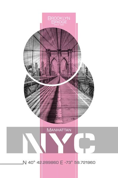 Brooklyn: Poster Art NYC Brooklyn Bridge | Pink by Melanie Viola