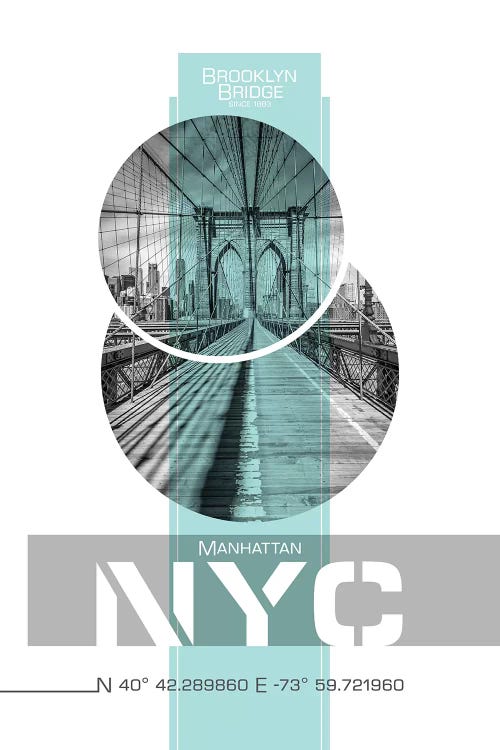 Poster Art NYC Brooklyn Bridge | Turquoise