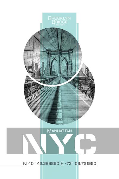 Brooklyn: Poster Art NYC Brooklyn Bridge | Turquoise by Melanie Viola