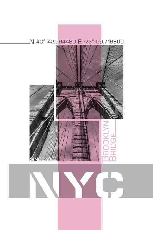 Poster Art NYC Brooklyn Bridge Details | Pink