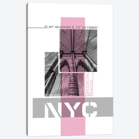 Poster Art NYC Brooklyn Bridge Details | Pink Canvas Print #MEV239} by Melanie Viola Canvas Art Print