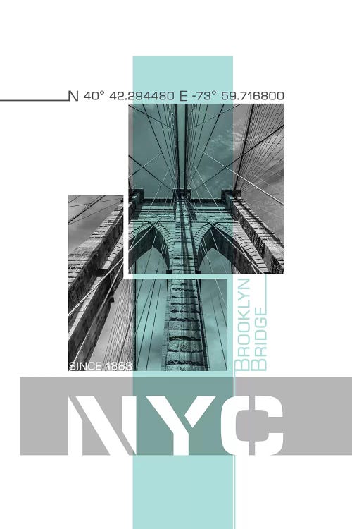 Poster Art NYC Brooklyn Bridge Details | Turquoise by Melanie Viola wall art