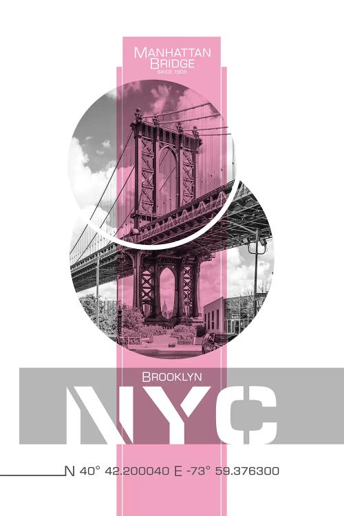 Poster Art NYC Manhattan Bridge | Pink