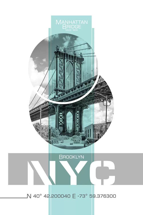 Poster Art NYC Manhattan Bridge | Turquoise by Melanie Viola wall art