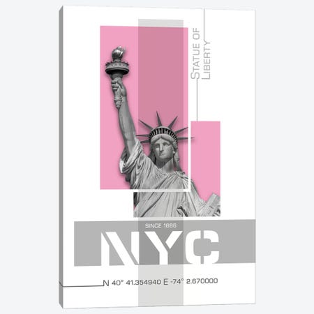 Poster Art NYC Statue Of Liberty | Pink Canvas Print #MEV243} by Melanie Viola Canvas Artwork