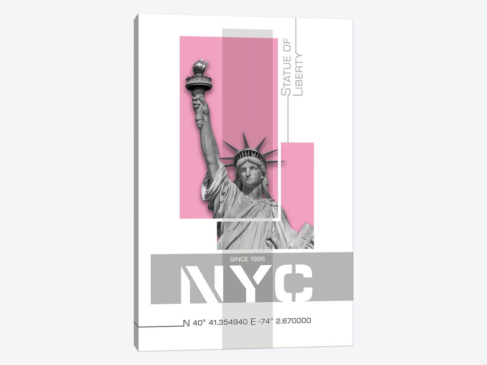 Poster Art NYC Statue Of Liberty | Pink by Melanie Viola 1-piece Canvas Art