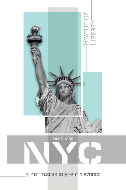 Poster Art NYC Statue Of Liberty | Turquoise by Melanie Viola wall art