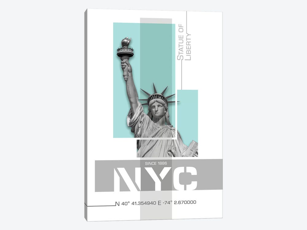 Poster Art NYC Statue Of Liberty | Turquoise by Melanie Viola 1-piece Canvas Art Print