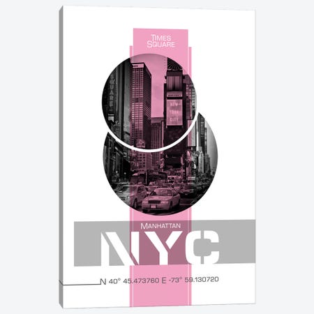 Poster Art NYC Times Square | Pink Canvas Print #MEV245} by Melanie Viola Art Print