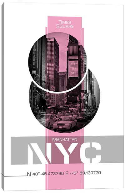 Poster Art NYC Times Square | Pink Canvas Art Print - Times Square