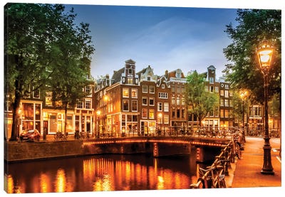 Amsterdam Impression From Singel Canvas Art Print - Amsterdam Skylines