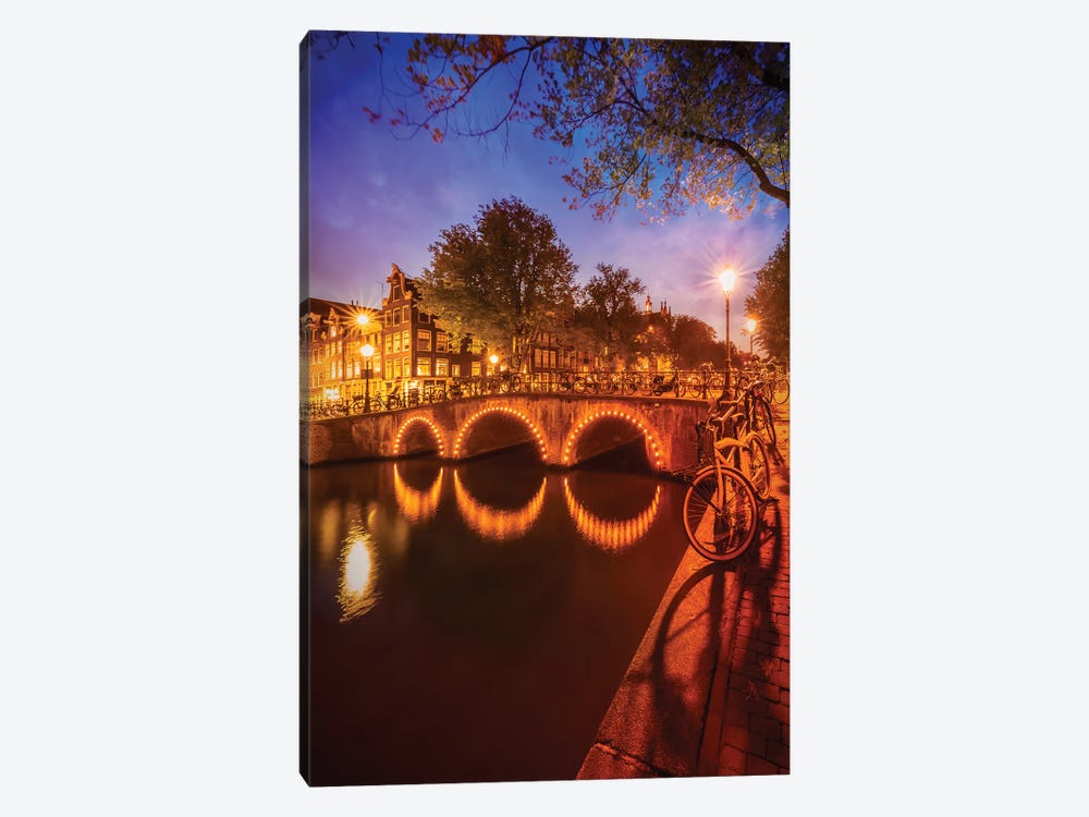 Amsterdam Nightscape from Keizersgracht by Melanie Viola 1-piece Art Print