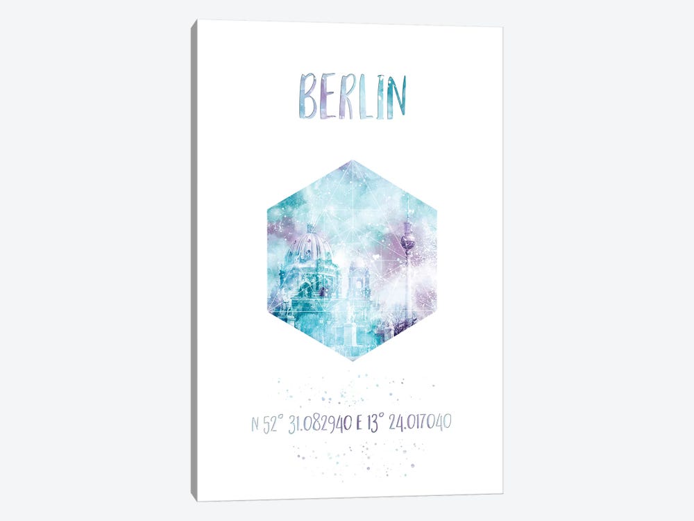 Coordinates Berlin Cathedral & Television Tower by Melanie Viola 1-piece Canvas Artwork