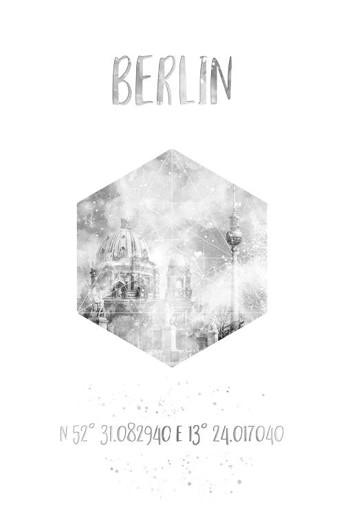 Coordinates Berlin Cathedral & Television Tower by Melanie Viola wall art