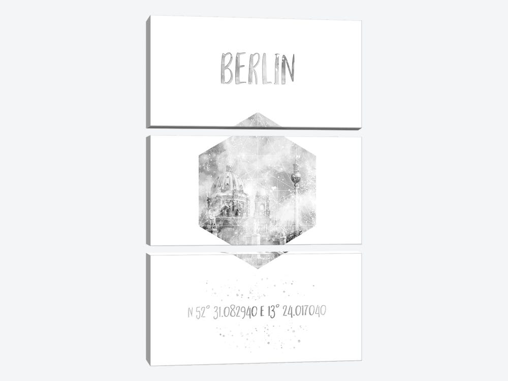 Coordinates Berlin Cathedral & Television Tower by Melanie Viola 3-piece Canvas Print