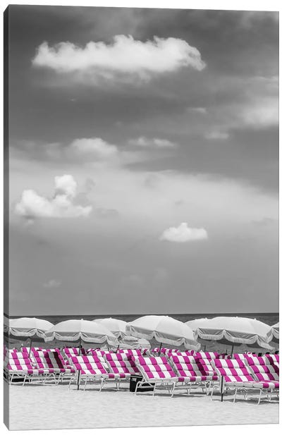 Beach Scene With A Pink Color Pop Canvas Art Print