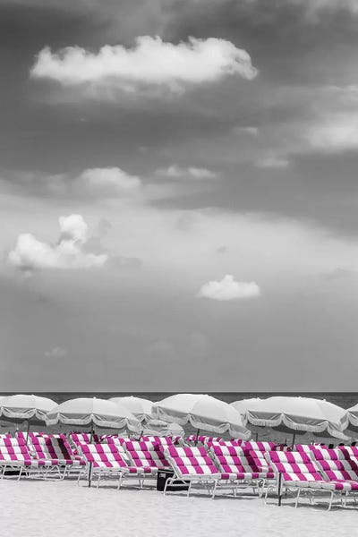 Beach Scene With A Pink Color Pop