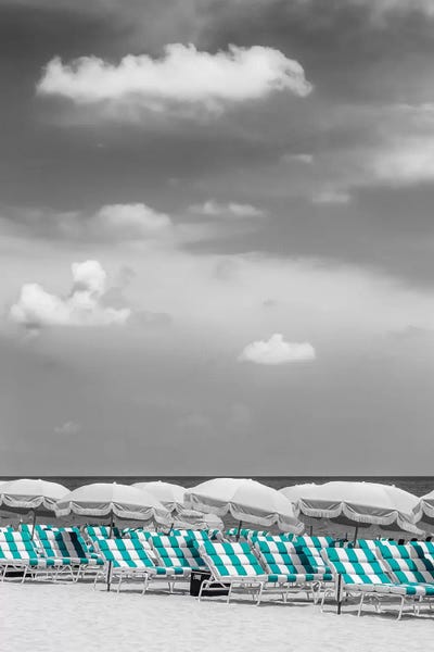 Sunbathing: Beach Scene With A Turquoise Color Pop by Melanie Viola