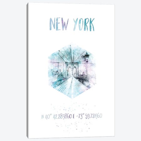 Coordinates NYC Brooklyn Bridge Canvas Print #MEV26} by Melanie Viola Canvas Art Print