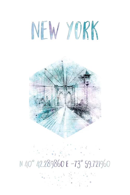 Coordinates NYC Brooklyn Bridge by Melanie Viola wall art