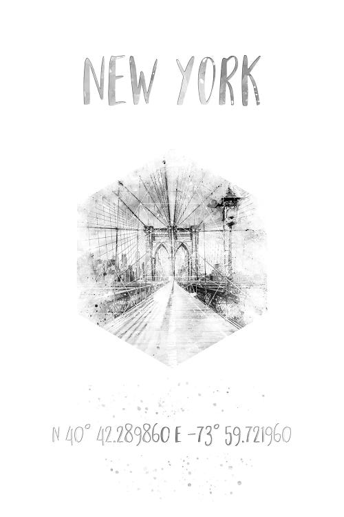 Coordinates NYC Brooklyn Bridge by Melanie Viola wall art