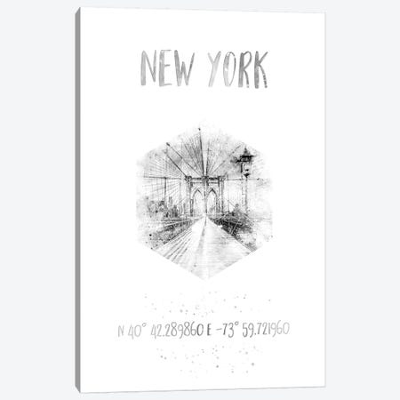 Coordinates NYC Brooklyn Bridge Canvas Print #MEV27} by Melanie Viola Canvas Print