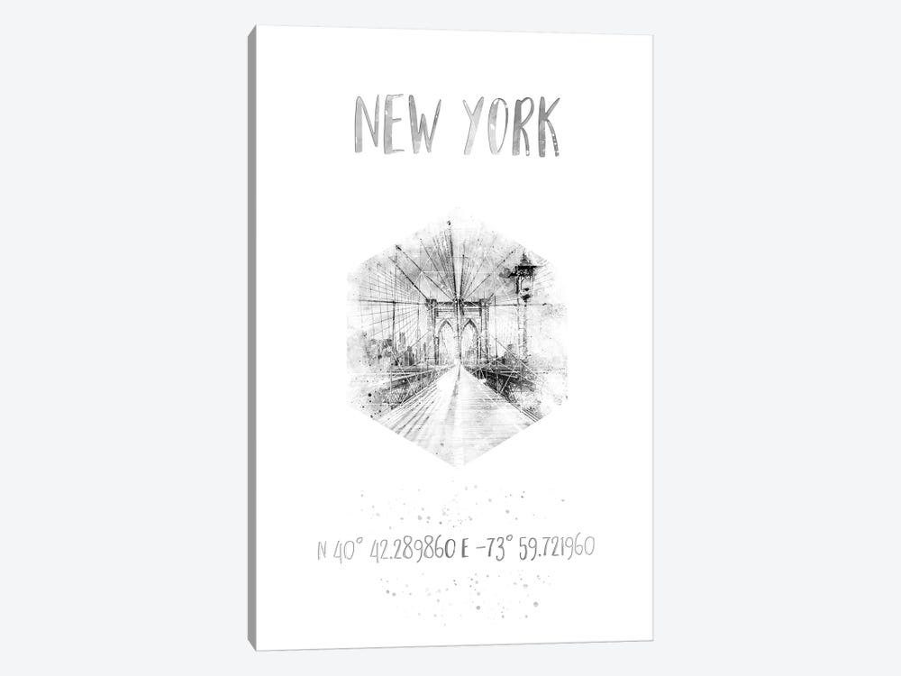Coordinates NYC Brooklyn Bridge by Melanie Viola 1-piece Art Print