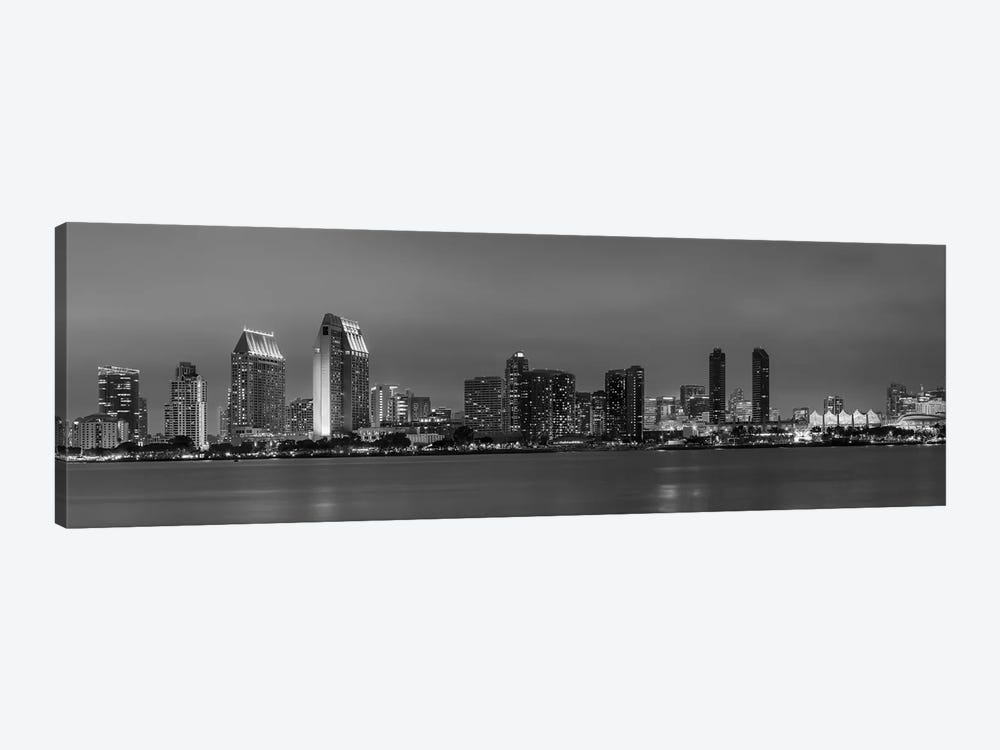 San Diego Evening Skyline In Black & White by Melanie Viola 1-piece Canvas Print