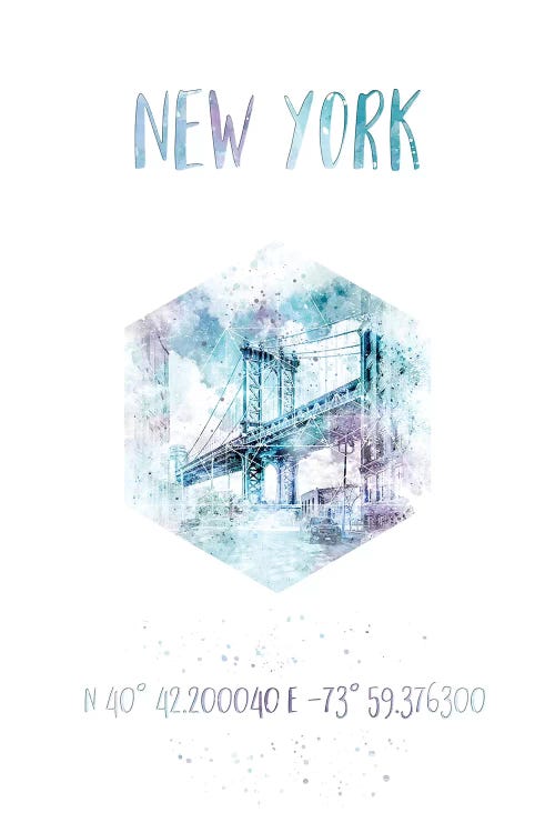 Coordinates NYC Manhattan Bridge by Melanie Viola wall art