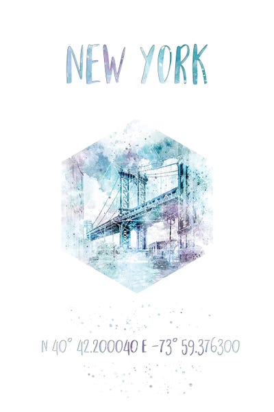Brooklyn: Coordinates NYC Manhattan Bridge by Melanie Viola