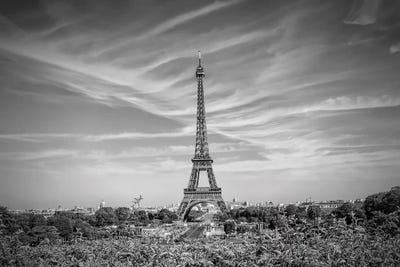 Eiffel Tower Skyline In Black & White by Melanie Viola canvas print