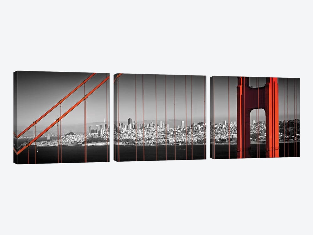 Golden Gate Bridge Panoramic Downtown View by Melanie Viola 3-piece Canvas Wall Art