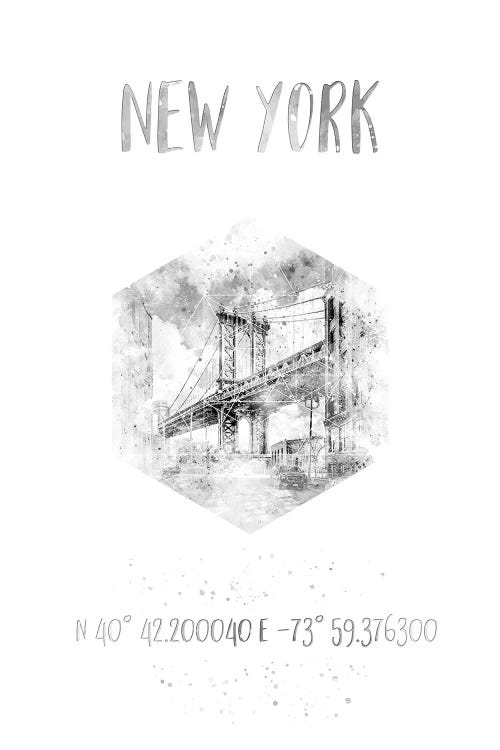 Coordinates NYC Manhattan Bridge by Melanie Viola wall art
