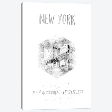 Coordinates NYC Manhattan Bridge Canvas Print #MEV29} by Melanie Viola Canvas Artwork