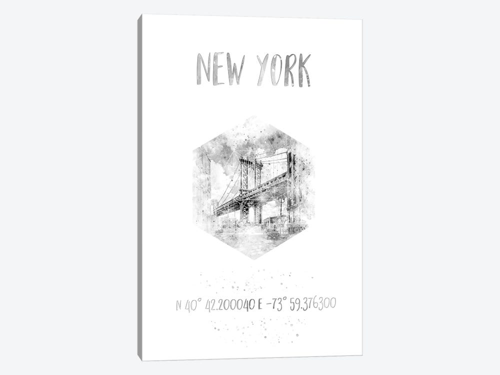 Coordinates NYC Manhattan Bridge by Melanie Viola 1-piece Canvas Art Print