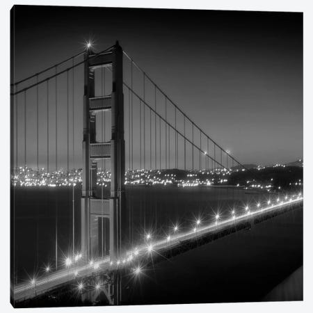 Evening Cityscape Of Golden Gate Bridge | Monochrome Canvas Print #MEV300} by Melanie Viola Canvas Print