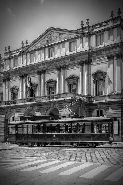 Milan Teatro Alla Scala And Tram by Melanie Viola acrylic art print