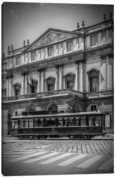 Milan Teatro Alla Scala And Tram Canvas Art Print - Milan Art