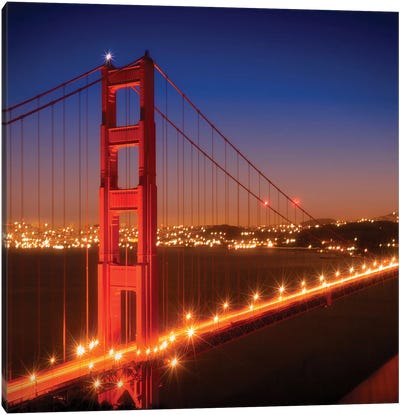 Golden Gate Bridge After Sunset Canvas Art Print - Golden Gate Bridge