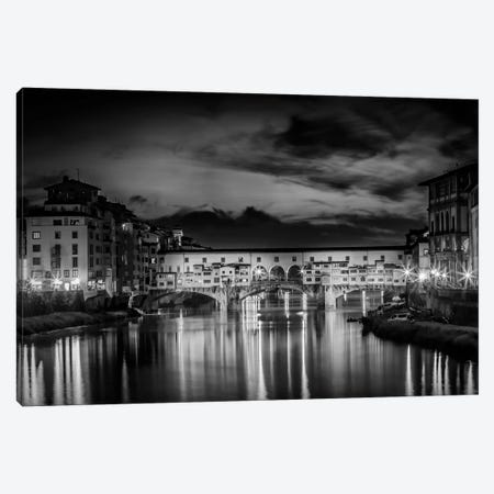Florence Idyllic Ponte Vecchio At Night Canvas Print #MEV305} by Melanie Viola Canvas Wall Art