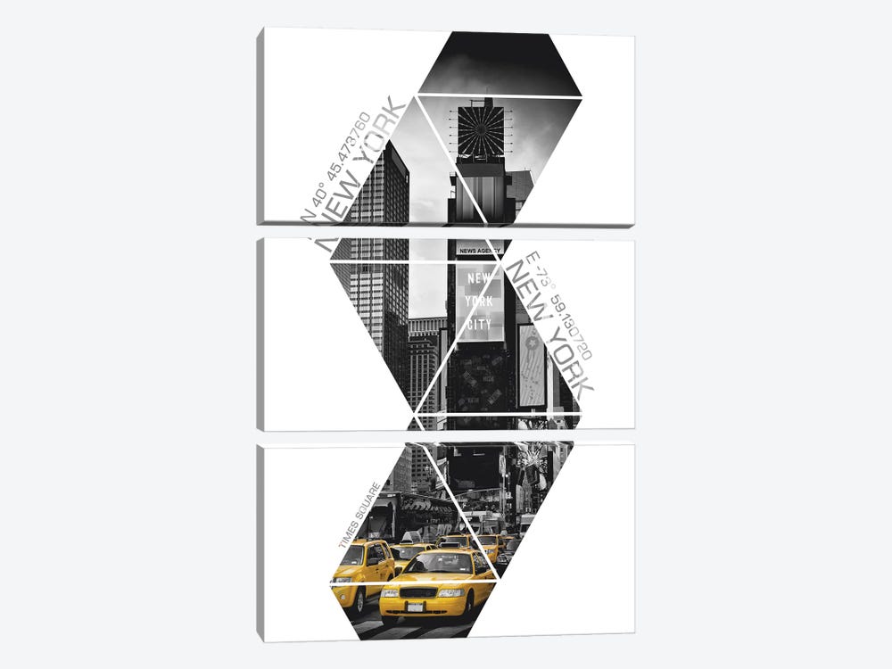 Coordinates NYC Times Square by Melanie Viola 3-piece Art Print