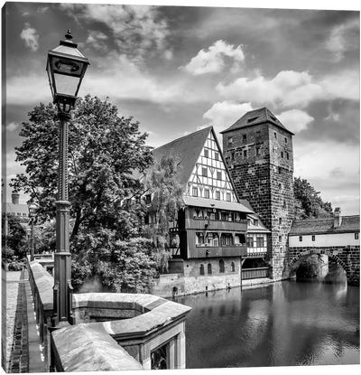 Nuremberg View From Max Bridge To Hangman'S Bridge Canvas Art Print - Germany Art