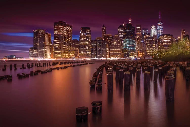 Manhattan Skyline At Sunset