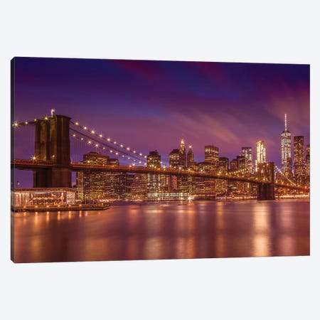 Brooklyn Bridge New York City Sunset Canvas Print #MEV314} by Melanie Viola Art Print