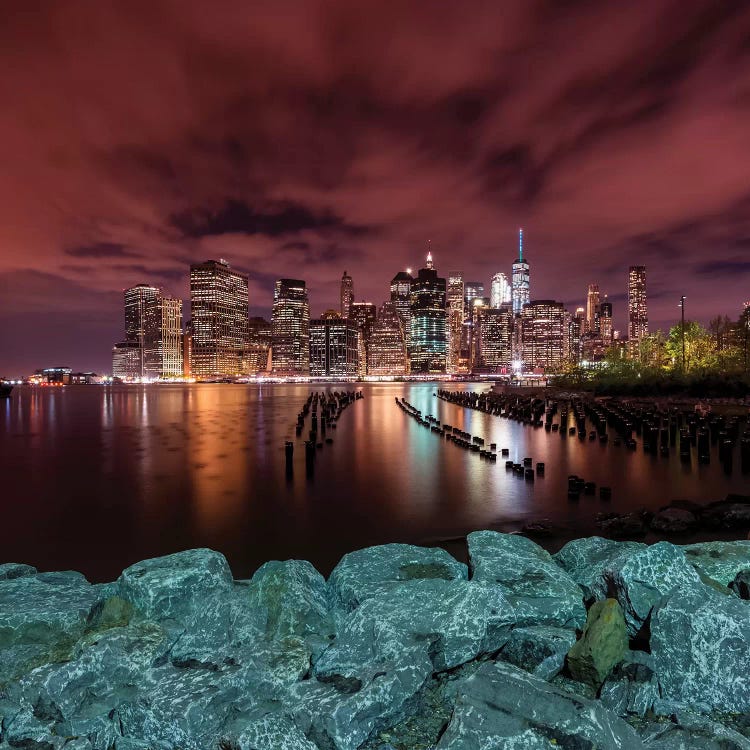 Manhattan Skyline Evening Atmosphere In New York City